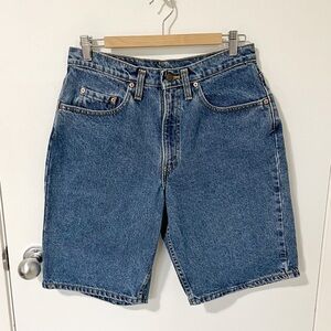 Vintage Levi’s 535 Euro Fit High Rise Long Bermuda Jean Shorts Blue size 30